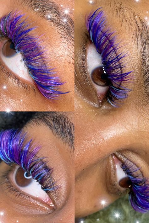 Bright Purple & Blue Lashes Purple Lashes Extensions, Blue Eyelashes, Purple Lashes, Blue Lashes, Lash Artist, Bright Purple, Purple And Blue, East Side, Spooky Season