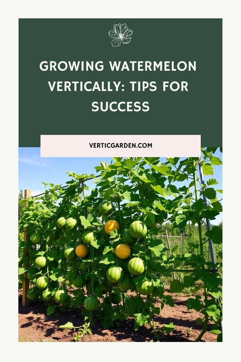 Growing watermelons vertically is a smart way to use space and get a good harvest. It’s great for those with little garden space, like a 4′ x 4′ raised Growing Watermelon, Grow Watermelon, Watermelon Varieties, Growing Melons, Watermelon Uses, How To Grow Watermelon, Vertical Garden Plants, Building A Trellis, Space Optimization