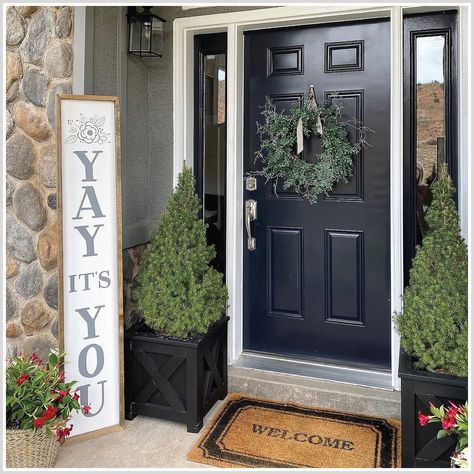 Winter Home Decor Front Porch - Get It Now! For more details, click to visit Amazon.com. Front Porch Wood, Small Porch Decorating, Porch Wood, Farmhouse Front Porch, Front Porch Signs, Farmhouse Front Porches, Porch Welcome Sign, Small Front Porches, Farmhouse Front