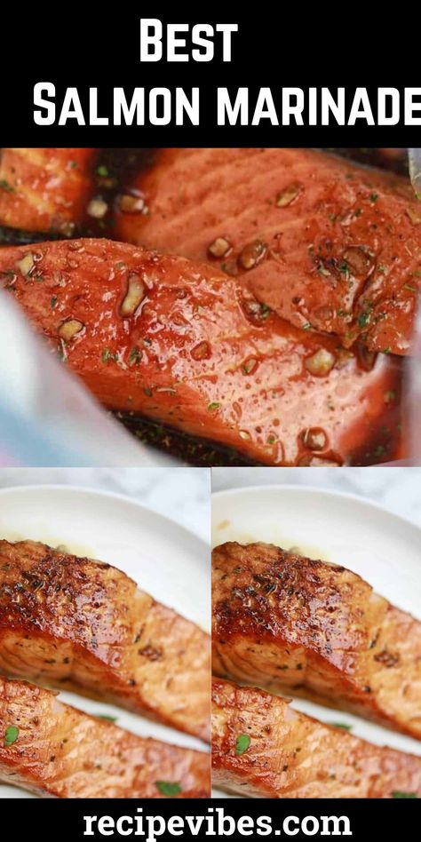 Easy salmon marinade recipe. Easy and quick to put together. Salmon Steak Marinade, Best Marinade For Salmon, Teriyaki Marinade For Salmon, Grilled Salmon Marinade Recipes, Sockeye Salmon Marinade, Salmon Marinade Recipes Soy Sauce, Salmon Marinades Healthy, Marinate Salmon Recipes, How To Marinate Salmon