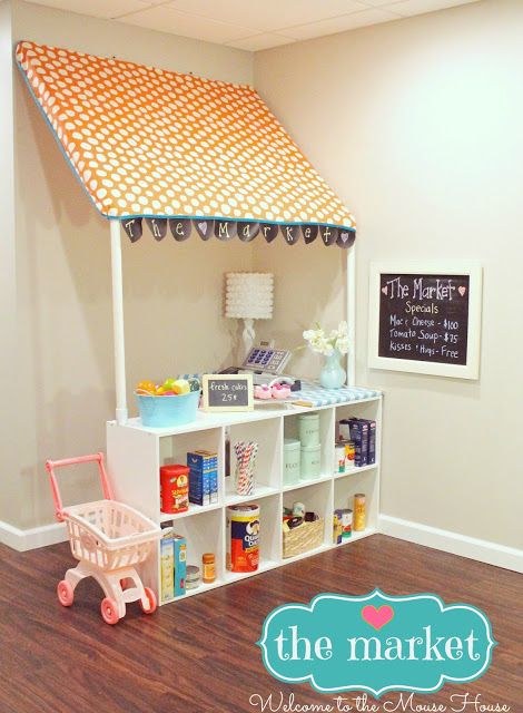 Welcome to the Mouse House: The Market: Grocery Store for Kids - I need.  I want.  I MUST HAVE!!!  This is the cutest ever!! Studio Seni, Mommo Design, Ikea Regal, Koti Diy, Diy Playroom, Play Shop, Toy Rooms, Kids Playroom, Kid Spaces