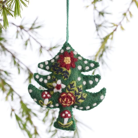 You'll love the Wool Floral Christmas Tree Ornament at World Market. Browse our entire collection of Christmas Ornaments, available online or at one of our 270+ stores. World Market Christmas, Floral Christmas Tree, Floral Christmas, Handmade Christmas Decorations, Christmas Room, Merry Little Christmas, Christmas Floral, Game Store, Felted Wool