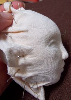 This is the least favorite part, but the fastest. After sanding the head, I dry fit the fabric. Better too large than not large enough a... Needle Sculpting, Textile Art Dolls, Doll Making Tutorials, Soft Sculpture Dolls, Sculpted Doll, Homemade Dolls, Art Dolls Cloth, Art Dolls Handmade, Least Favorite