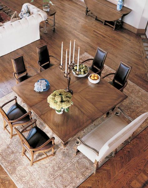 Century Furniture - Infinite Possibilities. Unlimited Attention.® table for 8 Love the square design... Square Dining Room Table, Dining Table Makeover, 8 Seater Dining Table, Dining Room Contemporary, Square Dining Tables, Dining Table Design, Wooden Dining Tables, Farmhouse Dining, Modern Dining Room