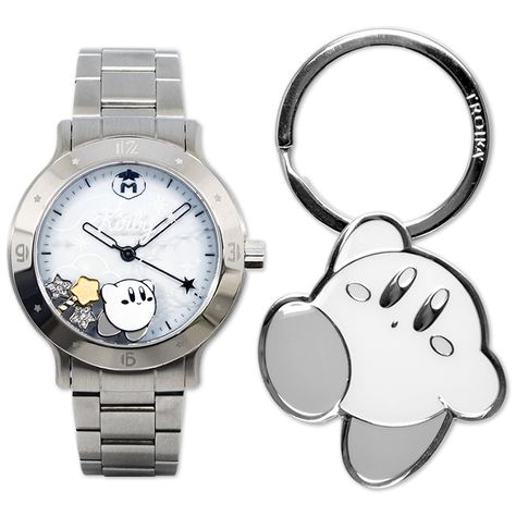 Kirby 25th Anniversary watch by Runa Mario Smash, Kirby Nintendo, Kirby Character, Set Anime, 25th Anniversary, Kirby, Silver Watch, Key Ring, Key Rings