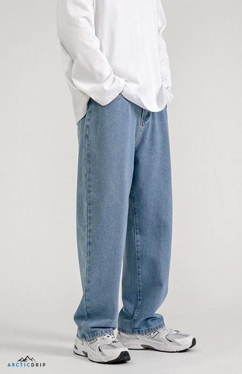 Hip Hop Trousers, Korean Jeans, Headwear Fashion, Style Wide Leg Pants, Streetwear Korean, Aesthetic Clothing Stores, Pants Korean, Fall Jeans, Style Hip Hop