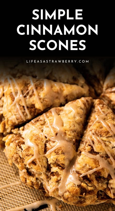 Easiest Scone Recipe, Cinnamon Pecan Scones Recipe, Scones With Self Rising Flour, Scones No Butter, Easy Cinnamon Scones, Vegan Cinnamon Scones, Sour Milk Scones Recipe, Cinnamon Chip Scones Recipe, Cinnamon Swirl Scones