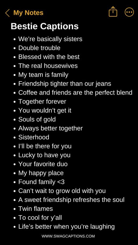 Looking for the perfect words to capture your friendship moments? Discover our "Bestie Captions for Instagram"! From heartfelt quotes to fun and witty lines, find the ideal caption to showcase the bond with your best friend. Make your posts stand out and express your unique friendship with these creative and memorable captions. Click to explore now! Photos With Your Best Friend, Friendship Moments, Hastag Instagram, Words For Best Friend, One Word Caption, Instagram Post Captions, Bff Pics, Best Friend Quotes Meaningful, One Word Instagram Captions