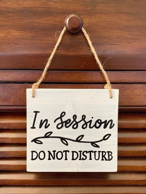 Wood Door Knobs, Diy Door Knobs, Hanging Quotes, Do Not Disturb Sign, Door Knob Hanger, Don't Disturb, Smallwoods Signs, Don't Disturb Sign, Door Hanging Decorations