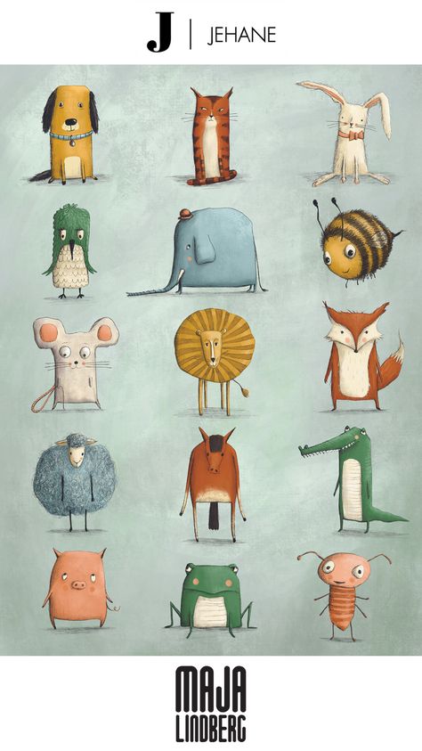 Various animals in full colour on a grey/blue background. Lion, Horse, Ant, Sheep, Pig & more… #wildlifeillustrationanimals #wildlifeillustrationnature #wildlifeart #wildlifepaintings Animal Characters Illustration, Horse Illustration Cute, Creative Illustration Ideas, Animals Illustration Design, Simple Animal Illustration, Animal Character Illustration, Lion Drawings, Trend Illustration, Illustrated Animals