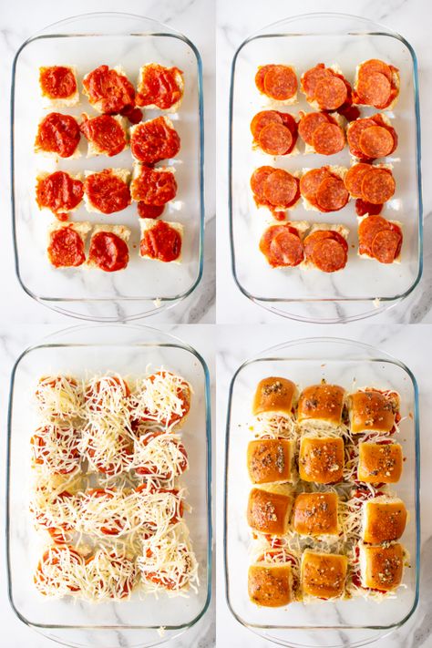 Pizza sliders are the ultimate appetizer for pizza lovers! Easy, cheesy, and made with Hawaiian rolls, you’ll make this again and again! Pizza Sliders Pepperoni, Hawaiian Sweet Roll Pizza Sliders, Hawaiian Roll Pepperoni Sliders, What To Make With Hawaiian Sweet Rolls, Pizza Hawaiian Sliders, Hawaiian Roll Pizza Sliders, Pepperoni Sliders Hawaiian Rolls, Sweet Hawaiian Rolls Sliders, Pizza Sliders Hawaiian Rolls