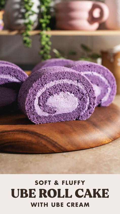 Ube Roll Cake, Ube Cake Recipes, Ube Flan Cake Recipe, Ube Roll Cake Recipe, Ube Cake Roll, Ube Chiffon Cake Recipe, Ube Chiffon Cake, Ube Roll, Budapest Cafe