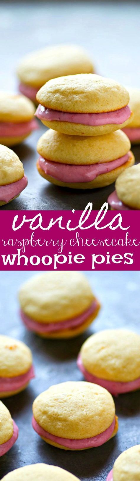 Soft, cake-like vanilla cookies and a tangy raspberry cream cheese filling are the perfect match in these insanely gorgeous whoopie pies! There's no stopping at only one. Raspberry Cream Cheese Filling, Raspberry Cream Cheese, Whoopie Pie Recipe, Soft Cake, Cookie Plate, Whoopie Pie, Raspberry Cream, Raspberry Recipes, Raspberry Cheesecake