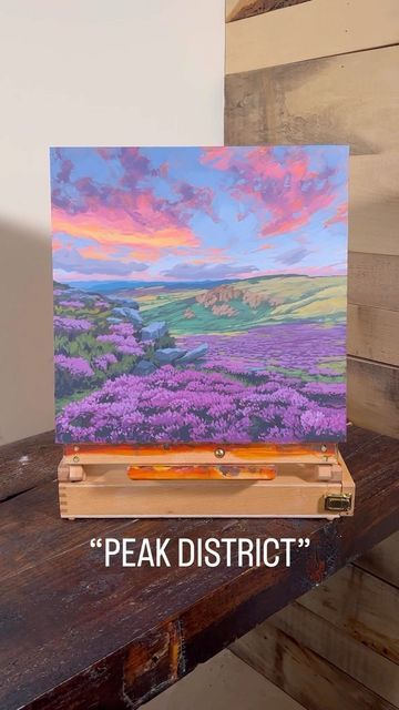 Jim Musil - Landscape Painter on Instagram: "Number 1, My top painting of 2022 PEAK DISTRICT, 16x16”, Acrylic ©2022 Jim Musil 🎨 SOLD! 🎨 Here’s a breakdown of my process … First, I start all my paintings with a sketch using Premier Brush Markers from @prismacolor on a Claybord panel from @ampersand_art. These markers have a great brush tip that’s good for both broad strokes and fine detail. I use Light Umber because it blends in nicely with the rest of the colors that come later. Next, I cov Ampersand Art, Instagram Number, Top Paintings, Brush Markers, Painting Demo, Peak District, Number 1, Markers, Painter