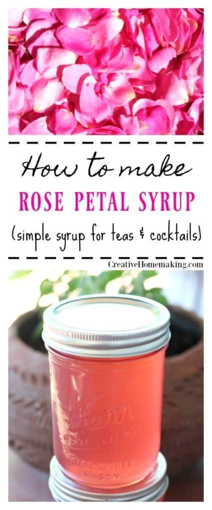 Rose Simple Syrup, Rose Syrup Recipe, Rose Syrup, Rose Simple, Edible Flowers Recipes, How To Make Rose, Cocktail Syrups, Rose Recipes, Simple Syrup Recipes