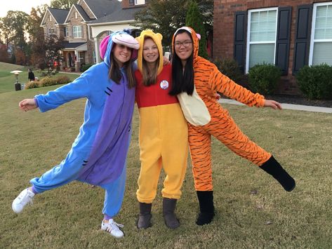 3 Person Halloween Costume 2 Girls 1 Boy, 3 Person Group Costume, Onesie Halloween Costumes Best Friends, Onesie Halloween Costumes Trio, Trio Halloween Costumes Onesie, Costumes For A Trio, Matching Halloween Outfits Trio, Onsie Halloween Costume Trio, Trio Costume Ideas 2 Girls One Boy