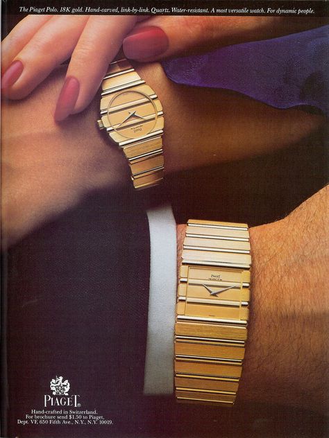 Piaget Polo Watches (1983) Vintage Piaget Watch, Piaget Polo Watch, Piaget Watch, Piaget Polo, 70s Jewelry, Smart Jewelry, Watch Jewelry, Retro Watches, Vintage Watches For Men