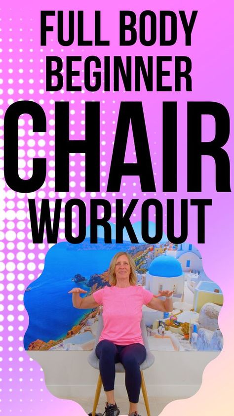 This 30 minute full body beginner chair workout includes cardio, strength, posture & flexibility exercises. It's a well-rounded program for anyone needing a seated workout. Senior Chair Workouts, Seated Yoga Stretches, 30 Day Chair Yoga For Seniors, Chair Exercises For Beginners, Seated Chair Yoga For Seniors, Chair Excercises Workouts For Seniors, Seat Exercises Chair Workout, Yoga Chair Exercises For Seniors, Chair Exercises With Weights