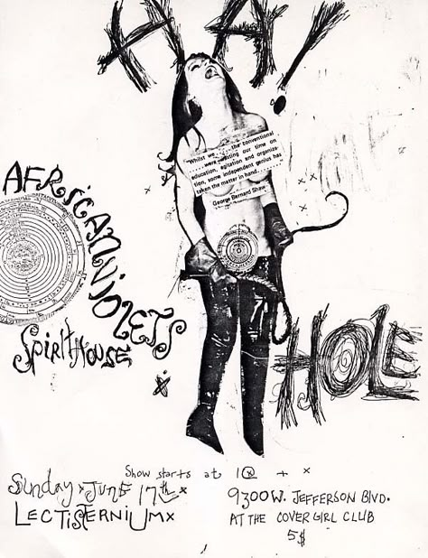 Hole, live at the Covergirl Club, June 17, 1990.  HCLMuseum: Facebook | Twitter | Pinterest | Instagram FB Group: www.fb.com/groups/HCLMuseum #CourtneyLove #HoleRock Hole Poster, Spiral Eyes, Courtney Love Hole, In The Pale Moonlight, Punk Poster, Grunge Music, Dark Grunge, Riot Grrrl, Courtney Love