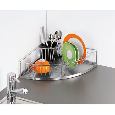 Wenko Inc Corner Stainless Steel Dish Rack | Wayfair Space Saving Apartment, Best Kitchen Countertops, Best Kitchen Sinks, Sink Dish Rack, Kitchen Sink Storage, Bedroom Organization Storage, Space Saving Kitchen, Stainless Steel Countertops, Corner Sink