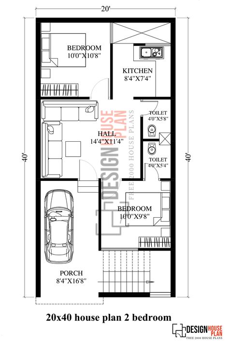 22x44 House Plan, House Plan Ideas, 20x30 House Plans, Budget House Plans, 20x40 House Plans, Closed Kitchen, 2bhk House Plan, House Plans With Pictures, Indian House Plans