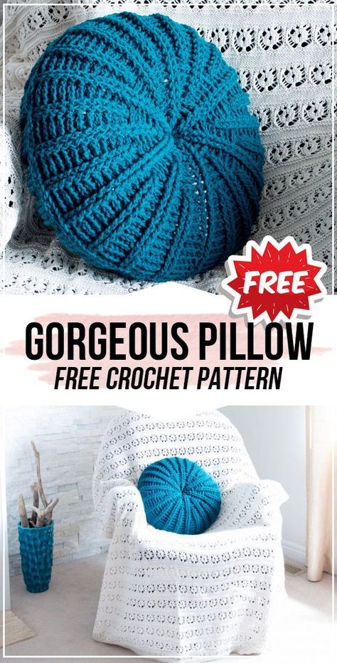 GORGEOUS FREE ROUND CROCHET PILLOW PATTERN - crochet pillow free pattern Easy Crochet Pillow, Beginner Haken, Crochet Pillow Patterns Free, Knitting Squares, Poncho Patterns, Round Crochet, Crochet Pillow Cover, Crochet Cushion Cover, Confection Au Crochet