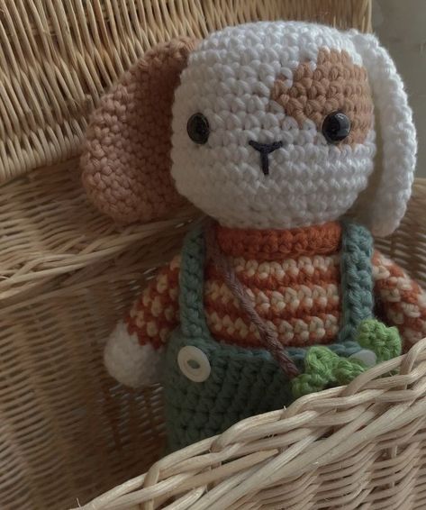 Crochet Plushie Accessories, Crochet Animal With Clothes, Crochet Kerropi, Crochet Stuffies, Easy Crochet Animals, Crochet Aesthetic, Bunny Pattern, Kawaii Crochet, Crochet Inspo