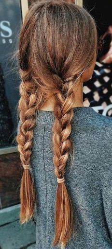 Easy Braids For Long Hair, Kepang Dua, Double Braids, Puff Ponytail, Hair Puff, Long Box Braids, Looks Country, Double Braid, Pigtail Braids