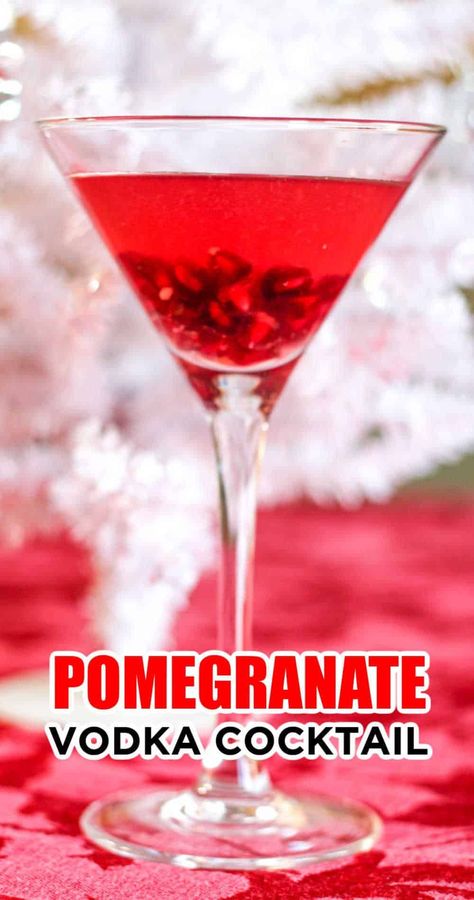 Celebrate the holidays with our easy recipe for a pomegranate vodka cocktail. Whether it's in a martini glasses or dixie cup, it's delicious! Pomegranate Vodka Cocktail, Pomegranate Vodka, Pomegranate Cocktails, Fun Party Drinks, Easy To Make Cocktails, Vodka Cocktail, Party Punch, Party Food And Drinks, Mocktail Recipe