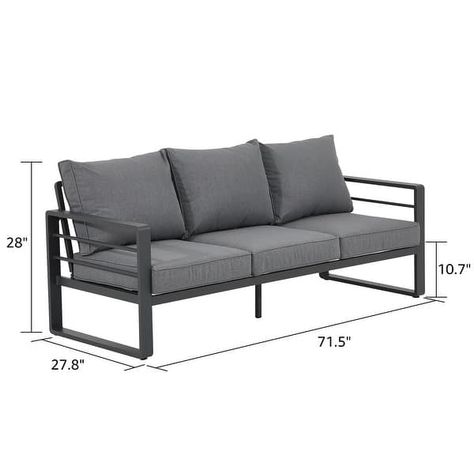 Outdoor Aluminum 3 Seater Sofa with Cushion - On Sale - Bed Bath & Beyond - 37190171 Iron Sofa, Summer House Interiors, Iron Patio Furniture, Cushion Bed, Metal Sofa, Outdoor Sofas, Metal Furniture Design, Living Room Sofa Design, House Interiors