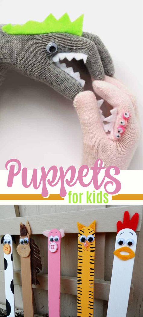 Whether it's a puppet unit in class or a fun weekend puppet performance with the family, these easy to make puppets are a great kid's craft! #puppets #kidspuppets #diykidspuppets #diypuppets #sockpuppets #kidscrafts #diykidscrafts #craftsbyamanda Simple Hand Puppet Pattern, Puppet Activities For Kids, Sock Puppets Diy Easy, Puppet Making For Kids, Puppet Show Ideas, Puppets For Kids To Make, Homemade Puppets, Diy Puppets, Making Puppets