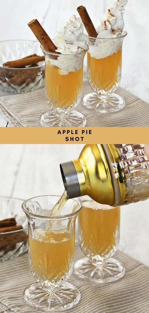 Apple Pie Shot - A Beautiful Mess Apple Pie Whiskey Recipe, Apple Pie Drink Alcohol, Whipped Vodka Drinks, Apple Pie Shots, Apple Pie Drink, Apple Shots, Whipped Vodka, Whipped Cream Vodka, Cinnamon Whiskey