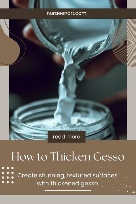 Want to achieve a luscious, opaque surface? Learn how to thicken gesso and enhance the visual impact of your artwork. #arttutorial #gessotricks #creativeprocess #artjourney #gessoart #texturepainting #art #gesso #paintingtechniques What Is Gesso Used For, Gesso Recipe, Gesso Techniques, Gesso Art, Mixed Media Techniques, Pour Painting, Book Ideas, Texture Painting, Texture Art