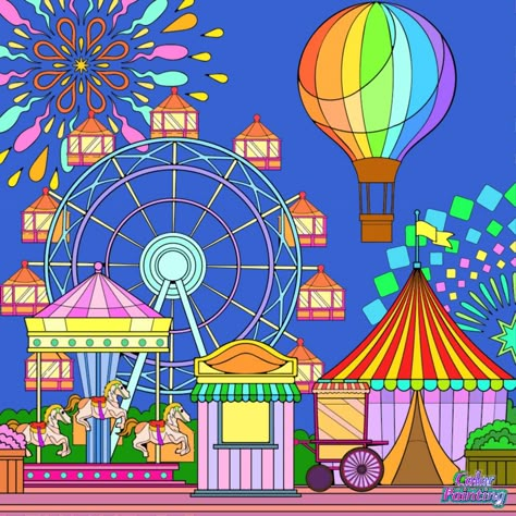 Fair Drawings Easy, Mela Painting, Park Drawing For Kids, Theme Park Drawing, Mela Drawing, Fun Fair Drawing, Amusement Park Drawing, Evs Project, Animal Sketches Easy