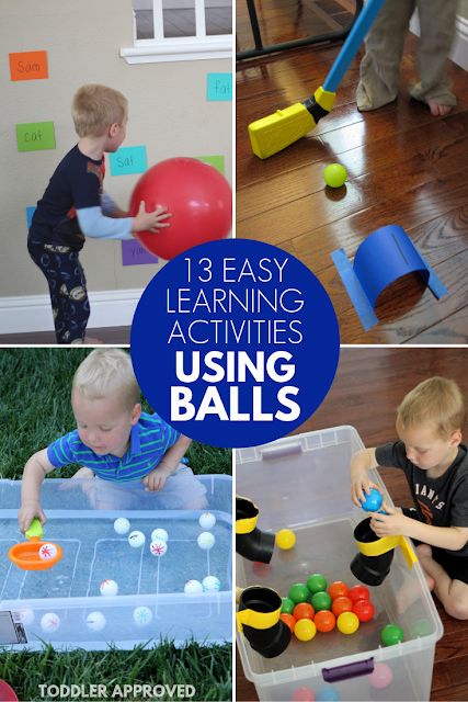 Toddler Approved!: 13 Simple Learning Activities Using Balls Teaching Prek, Playgroup Ideas, Easy Learning Activities, Creative Curriculum Preschool, Educational Games For Toddlers, Sports Activities For Kids, Toddler Themes, Toddler Sports, Lesson Plans For Toddlers