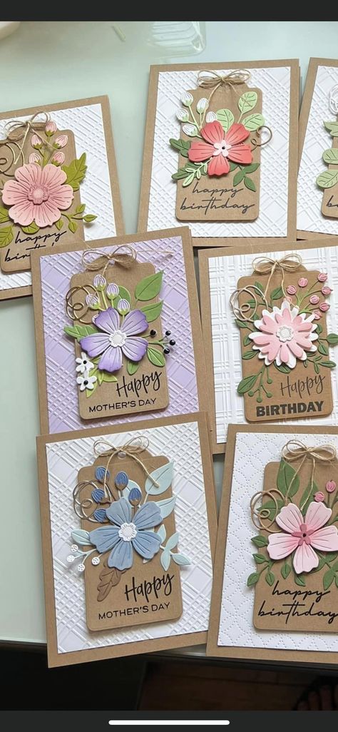 Handmade Embellishments For Cards, Cards With Paper Flowers, Spring Greeting Cards Handmade, Handmade Floral Cards, Handmade Flower Cards, Spring Cards Handmade, Birthday Cards With Flowers, Floral Cards Handmade, Handmade Cards Ideas