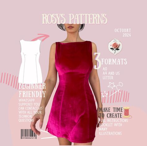 🌸 BEGINNER DRESS SEWING PATTERN 🌸 Boat Neck Mini Dress Sewing Pattern | Perfect for Beginners | Instant PDF Download ✅ INCLUSIVE SIZE RANGE: XXS, XS, S, M, L, XL, 2XL ✅ PATTERN FORMATS: A4, US Letter, A0 (print shop friendly) 📚 What's Included in Your Sewing Pattern: Detailed PDF sewing patterns for A Line mini dress: Comprehensive step-by-step instruction booklet 🎥 Exclusive video tutorial for visual learners Printable pattern pieces with clear markings 🧵 PATTERN FEATURES: Summer Boat Neck Boat Neck Sewing Pattern, Boatneck Dress Pattern, Babydoll Dress Pattern Free, Velvet Dress Sewing Pattern, Free Sewing Patterns Tops, High Neck Dress Pattern, Boat Neck Dress Pattern, V Neck Dress Pattern, Boat Neck Pattern