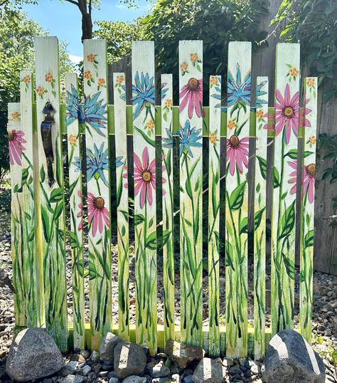 Floral Painted Garden Gate Painted Gates, Wood Gate, Garden Gate, Iron Gate, Garden Gates, Art Ideas, Gate, Projects To Try, Craft Ideas