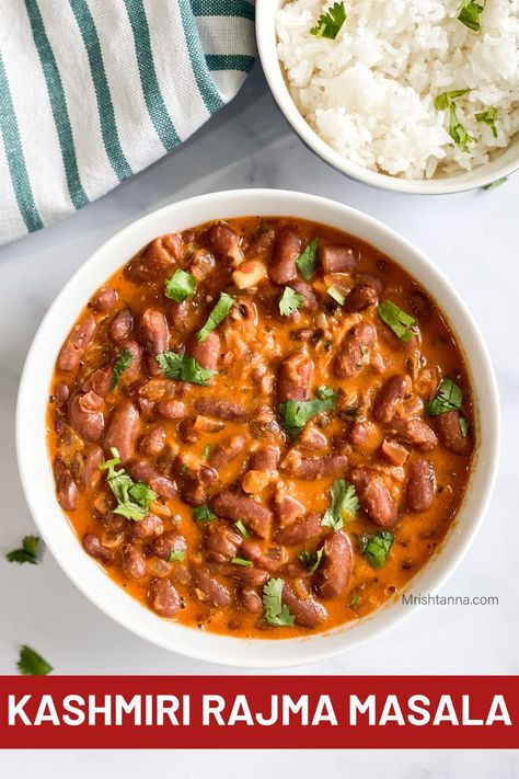 Kashmiri Rajma Masala Curry Recipe • Simple Sumptuous Cooking Kashmiri Rajma Recipe, Easy Rajma Recipe, Rajma Masala Recipe, Kashmiri Recipes, Rajma Masala, Rajma Recipe, Vegan Curry Recipes, Tomato Puree, Vegetarian Sides