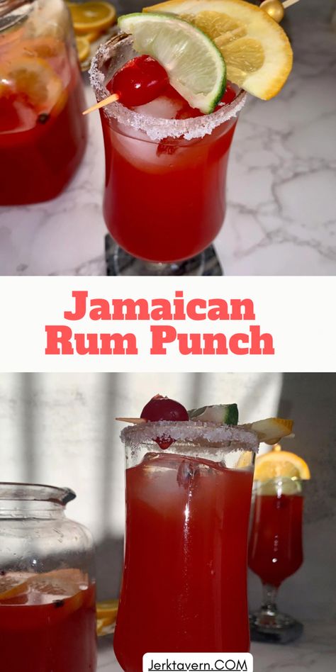 Jamaican Rum Punch Recipe Jamaican Fruit Punch, Jamaican Punch, Dracula Party, Reggae Birthday, Jamaican Rum Punch Recipes, Jamaican Rum Punch, Rum Drinks Easy, Jamaican Drinks, Jamaican Desserts