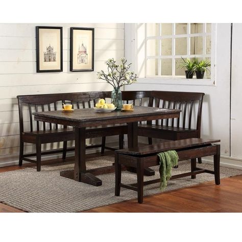 ECI Furniture Gettysburg Corner Nook Dining Set Corner Nook Dining Set, Corner Dining Nook, Nook Dining, Nook Bench, Breakfast Nook Table, Corner Nook, Breakfast Nook Dining Set, Nook Dining Set, Nook Table