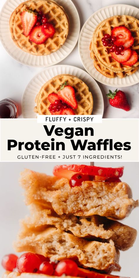 Vegan Protein Waffles (Gluten-Free) Quick High Protein Vegan Meals, Vegan Protein Waffles, Oat Waffles, Best Vegan Protein Powder, Prep Snacks, Feasting On Fruit, Vegan Gluten Free Breakfast, Vegan Protein Recipes, Vegan Entrees