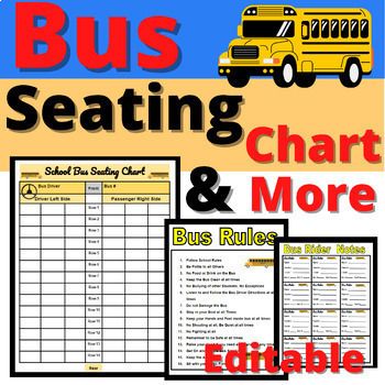 Bus Schedule Organizer Seating Chart Rules Logs Note Thank You Resource EditableGreat Resource for Bus Schedule Organizer, Seating Chart, Notes, Rules, Logs, Posters, and More for all your Bus NeedsIncludes: Bus Schedule Organizer, Seating Chart Resources1. School Bus Seating ChartEditable14 Rows2. Bus Rules TemplateReady to GoPoster Size3. Bus PostersFollow Bus Rules Always PosterBe Safe Always PosterSay Thank You to your Bus Driver Poster4. Bus Rider Notes12 Notes to a PageEditable5. Bus Drop School Bus Behavior Rewards, School Bus Seating Chart Free Printable, School Bus Driver Organization Ideas, School Bus Decor, School Bus Rules Free Printable, School Bus Crafts For Preschool, School Bus Decoration Ideas, Bus Seating Chart, Bus Rules