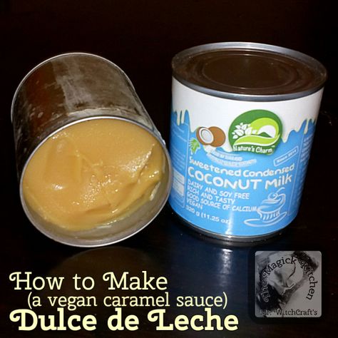 How to Make a Vegan Dulce de Leche (caramel sauce) - To make Dulce de Leche is very easy. All you need is a can of Sweetened Condensed Coconut Milk and a pan of water. Coconut Sweetened Condensed Milk, Caramel From Condensed Milk, Vegan Sweetened Condensed Milk, Dairy Free Deserts, Salted Caramel Chocolate Tart, Vegan Condensed Milk, Condensed Coconut Milk, Milk Dessert, Vegan Caramel