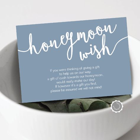 Wedding Honeymoon Wish Fund, Dusty Blue Enclosure Card Gift Of Money, Honeymoon Wish, Wedding Fund, Honeymoon Fund, Wedding Honeymoon, Dusty Rose Wedding, Wedding Enclosure Cards, Unique Wedding Invitations, Card Wedding