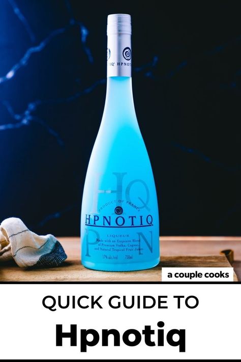 Hpnotiq is a sky blue liqueur that tastes like passionfruit and mango! Its bright color and fruity flavor make it ideal for cocktails. | alcoholic drinks | drinks | cocktails | liqueur cocktails | hpnotiq drinks recipes | #Hpnotiq #hypnotic Drinks Made With Hypnotic, Hpnotiq Cocktail Recipes, Hpnotiq Drinks Recipes Cocktails, Hypnotic Drinks Recipes, Hypnotic Drinks, Hpnotiq Drinks, Liqueur Cocktails, Italian Liqueur, A Couple Cooks