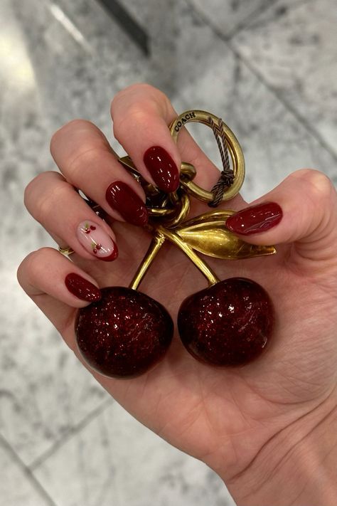 Rounded Acrylic Nails, Kutek Disney, Wine Nails, Maroon Nails, Pumpkin Nails, Cherry Nails, October Nails, Nagel Tips, Smink Inspiration