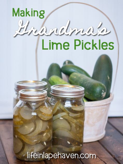 How to make lime pickles. Making Grandma's Lime Pickles from my great-grandma's recipe. Cucumbers and pickles Amish Pickles, Lime Pickles Recipe, Sweet Pickles Recipe, Cooked Cucumber, Lacto Fermented, Comfort Recipes, Pickle Recipes, How To Make Pickles, Lime Pickles