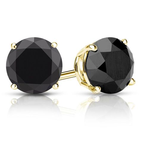 Black Diamond Earrings Studs, Black Diamond Studs, Black Diamond Solitaire, Black Diamond Earrings, Diamond Earrings Studs Round, Black Stud Earrings, White Gold Earrings Studs, Black Onyx Earrings, White Gold Studs