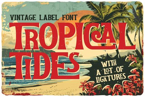 Tropical Tides Vintage Label Font, Serif ft. tropical & serif - Envato Tropical Typography, Tropical Font, Tropical Logo, Creative Market Design, Font Serif, Classy Fonts, Clean Fonts, Framed Letters, Shape Collage